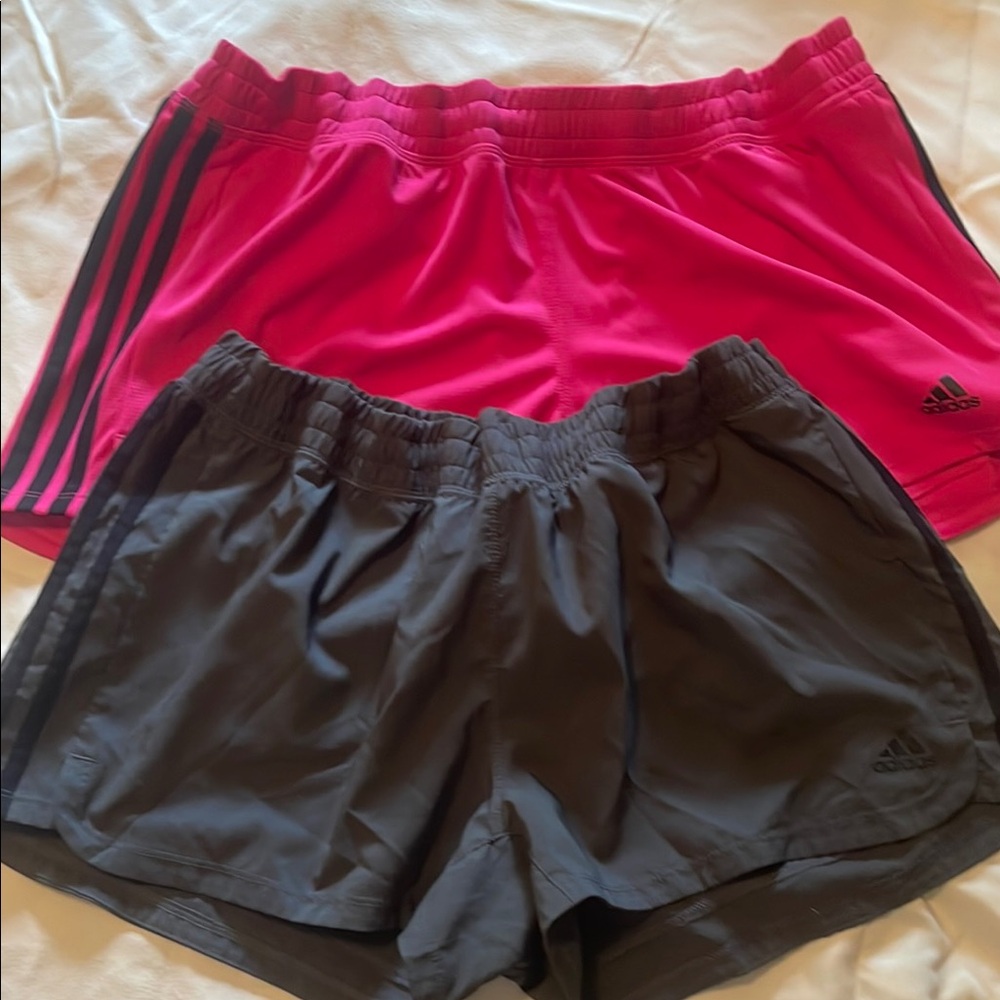 Adidas Women's Pink and Black Shorts